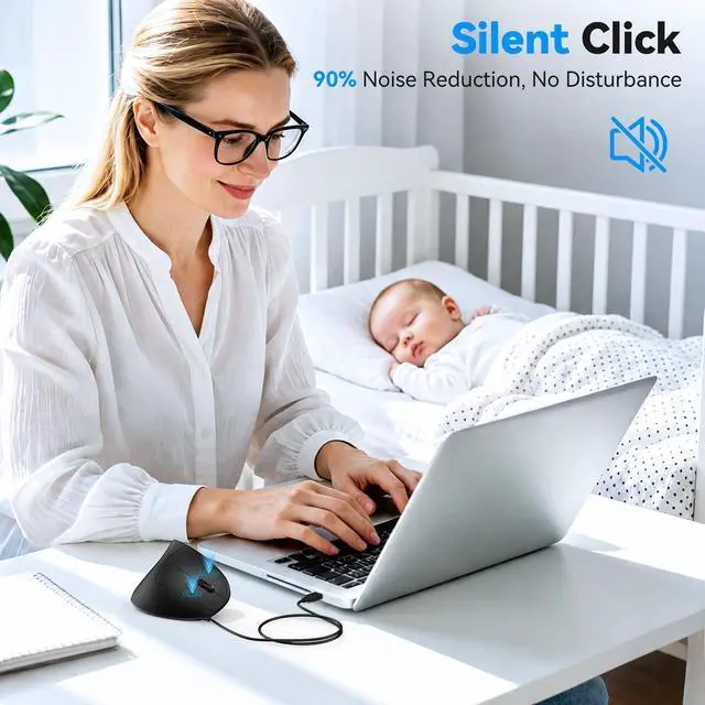 Alt view image 7 of 7 - Wired Mouse, Comfortable Ergonomic Mouse with 6400 DPI | Plug & Play, 4-Level Adjustable DPI, Silent Click, Vertical Mouse Compatible with Laptop/PC/Windows/Chromebook
