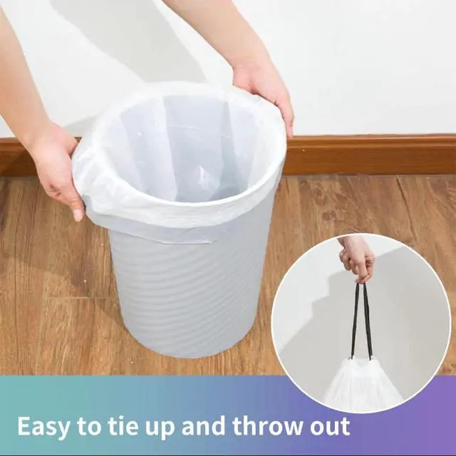 Alt view image 3 of 7 - Trash Bags Drawstring Garbage Bags 8 Gallon Thickened Stretchy,Bathroom,Bedroom,Kitchen,Office and Living Room(100 Count)