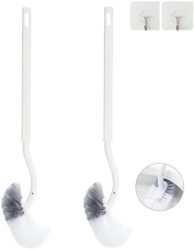 Main image of 2 Pack Curved Toilet Bowl Brush Without Holder for Bathroom, Compact Toilet Brush Durable Under The Rim Household Deep Cleaning Brushes (White Toilet Brush Without Holder)