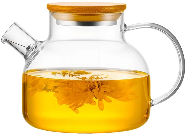 Main image of Glass Teapot Stovetop 20 OZ/600ml, Borosilicate Clear Tea Kettle with Bamboo Lid, Glass Tea pot with Removable Filter Spout, Teapot Blooming and Loose Leaf Tea Maker Tea Brewer for Camping