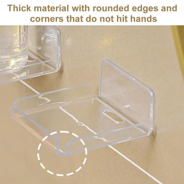 Alt view image 4 of 7 - 2 Pack Clear Acrylic Floating Shelves, Wall Mounted, No Drill, Space Saving, Transparent, Secure Mounting, Easy Installation, Cable Management, Bathroom Office Home
