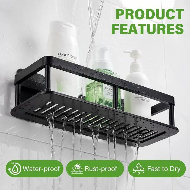 Alt view image 5 of 7 - 2pc Wall Mounted Floating Shelf, Detachable Storage Rack,No Drill Shelves for Wall,Floating Shelves Damage-Free Expand Walls Space for Living Room Kitchen Bathroom (4, Black)
