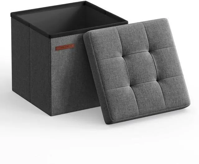 Main image of 11.8 Inches Small Folding Storage Ottoman Cube, Storage Footrest, Foot Rest Stool, for Living Room, Bedroom, Dorm, Dark Gray ULSF028G01