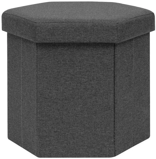 Main image of Storage Ottoman Cube Hexagonal Pouf Ottomans, Foot Rest Seat for Sofa Footrest Entryway Shoe Footstool for Living Room/Bedroom/Entrway Linen Grey 16.93"x15"x15"