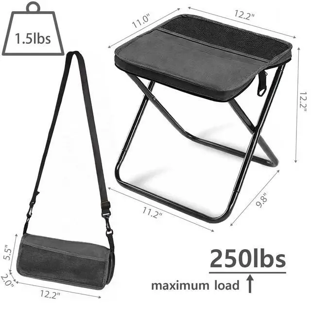 Alt view image 2 of 7 - Outdoor Backpack Folding Stool, Pencil Case Stool, Portable Lightweight Camping Gear, Sports Folding Chair, Handbag StoolCrossbody Bag Stool | Black