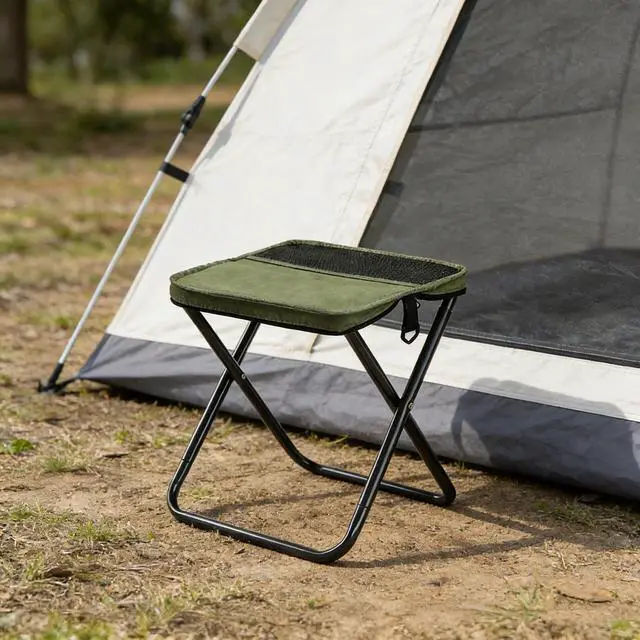 Alt view image 3 of 7 - Outdoor Backpack Folding Stool, Pencil Case Stool, Portable Lightweight Camping Gear, Sports Folding Chair, Handbag StoolCrossbody Bag Stool | Black