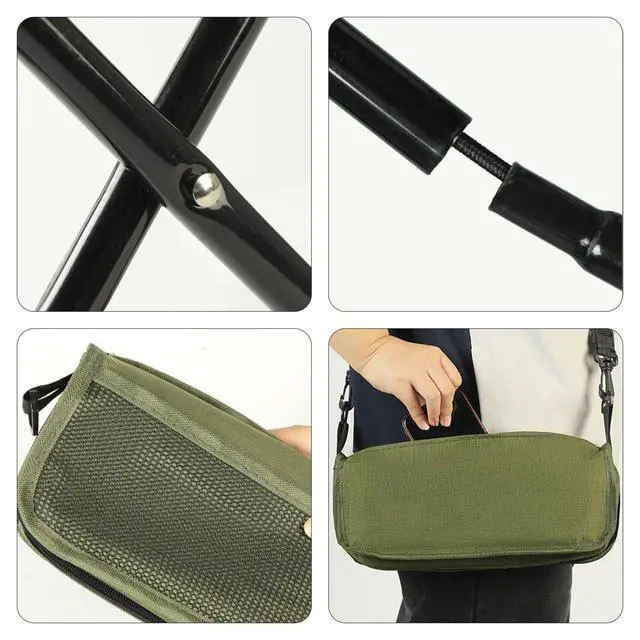 Alt view image 6 of 7 - Outdoor Backpack Folding Stool, Pencil Case Stool, Portable Lightweight Camping Gear, Sports Folding Chair, Handbag StoolCrossbody Bag Stool | Black