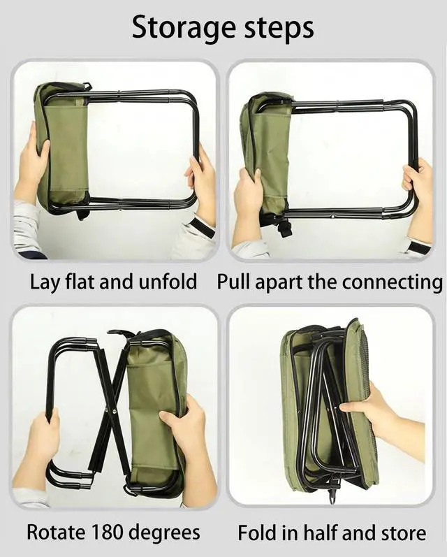Alt view image 7 of 7 - Outdoor Backpack Folding Stool, Pencil Case Stool, Portable Lightweight Camping Gear, Sports Folding Chair, Handbag StoolCrossbody Bag Stool | Black