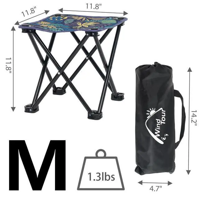 Alt view image 2 of 5 - Portable Folding Camping Stool Outdoor Camping Lightweight Samll Chair for Fishing Hiking Gardening and Beach with Carry Bag (Medium Blue -1)