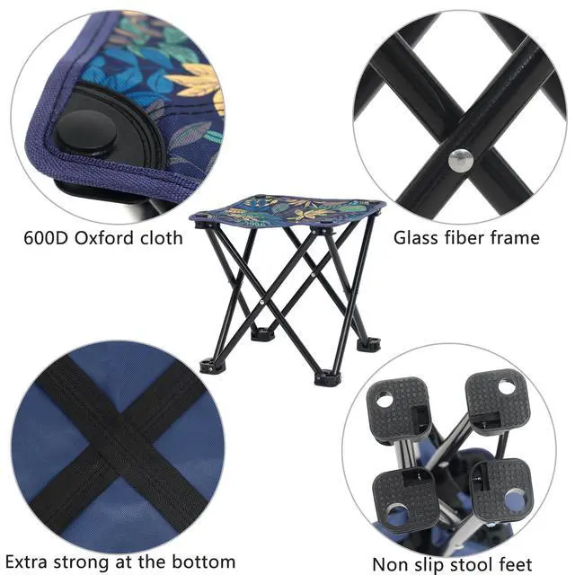 Alt view image 3 of 5 - Portable Folding Camping Stool Outdoor Camping Lightweight Samll Chair for Fishing Hiking Gardening and Beach with Carry Bag (Medium Blue -1)