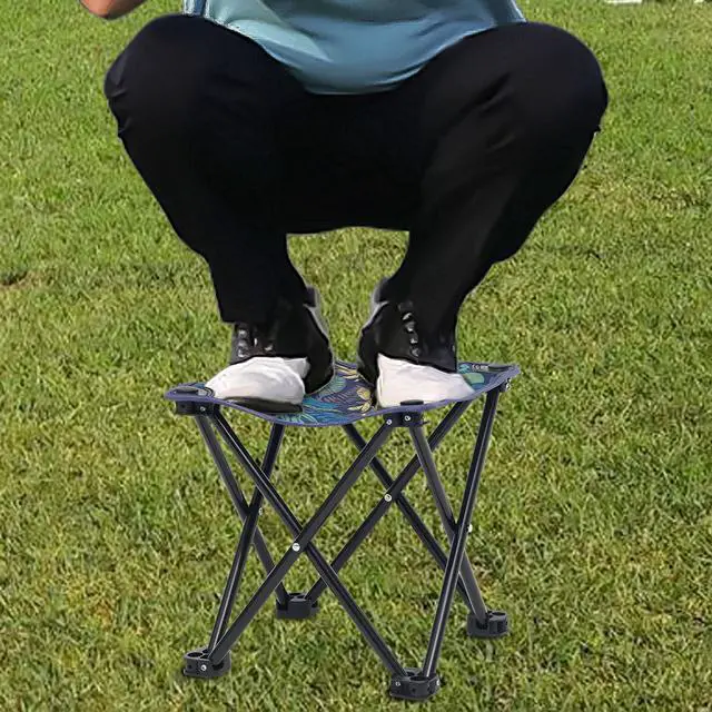 Alt view image 5 of 5 - Portable Folding Camping Stool Outdoor Camping Lightweight Samll Chair for Fishing Hiking Gardening and Beach with Carry Bag (Medium Blue -1)