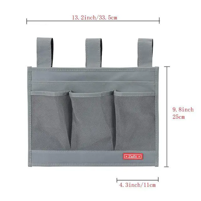 Alt view image 4 of 7 - Hanging Bedside Caddy, Bedside Storage Organizer for Magazine, Phone, Remote control (Classic 4 Pockets-Grey)