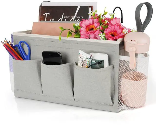 Main image of Bedside Caddy, Bedside Storage Bag Hanging Organizer for Bunk Bed | Bed Caddy with Fixed Straps and Water Bottle Holder for Home, College Dorm, Bunk Bed, Hospital Bed and Crib Bed Rails
