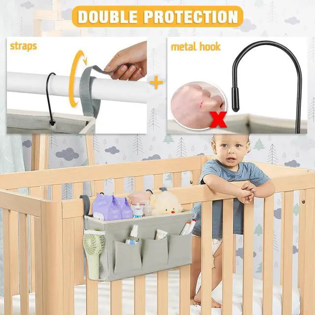 Alt view image 4 of 6 - Bedside Caddy, Bedside Storage Bag Hanging Organizer for Bunk Bed | Bed Caddy with Fixed Straps and Water Bottle Holder for Home, College Dorm, Bunk Bed, Hospital Bed and Crib Bed Rails