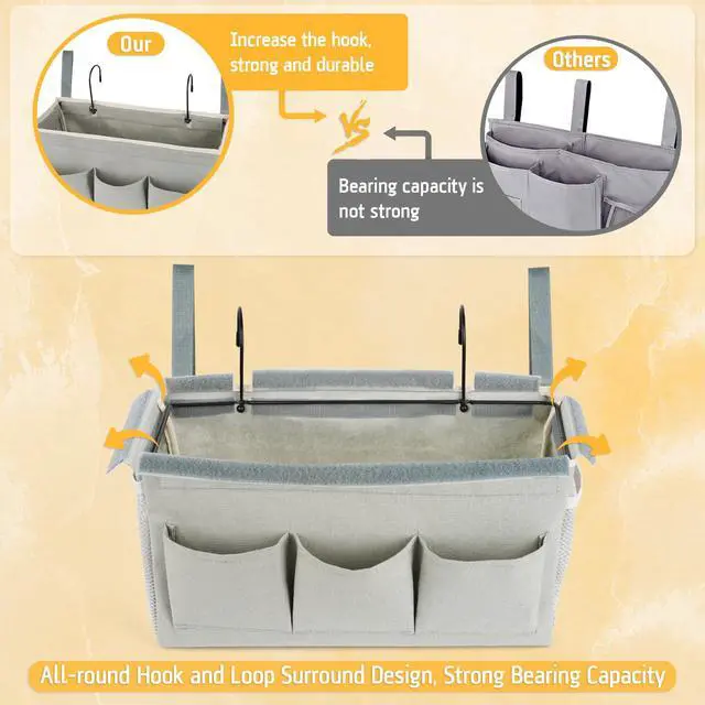 Alt view image 5 of 6 - Bedside Caddy, Bedside Storage Bag Hanging Organizer for Bunk Bed | Bed Caddy with Fixed Straps and Water Bottle Holder for Home, College Dorm, Bunk Bed, Hospital Bed and Crib Bed Rails