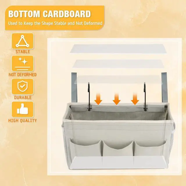 Alt view image 6 of 6 - Bedside Caddy, Bedside Storage Bag Hanging Organizer for Bunk Bed | Bed Caddy with Fixed Straps and Water Bottle Holder for Home, College Dorm, Bunk Bed, Hospital Bed and Crib Bed Rails
