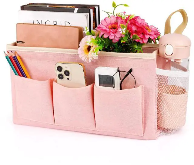 Main image of Bedside Caddy, Bedside Storage Bag Hanging Organizer for Bunk Bed | Bed Caddy with Fixed Straps and Water Bottle Holder for Home, College Dorm, Bunk Bed, Hospital Bed and Crib Bed Rails