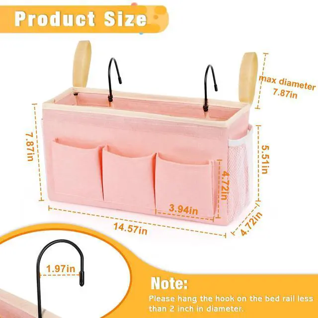Alt view image 3 of 6 - Bedside Caddy, Bedside Storage Bag Hanging Organizer for Bunk Bed | Bed Caddy with Fixed Straps and Water Bottle Holder for Home, College Dorm, Bunk Bed, Hospital Bed and Crib Bed Rails