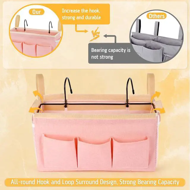 Alt view image 5 of 6 - Bedside Caddy, Bedside Storage Bag Hanging Organizer for Bunk Bed | Bed Caddy with Fixed Straps and Water Bottle Holder for Home, College Dorm, Bunk Bed, Hospital Bed and Crib Bed Rails