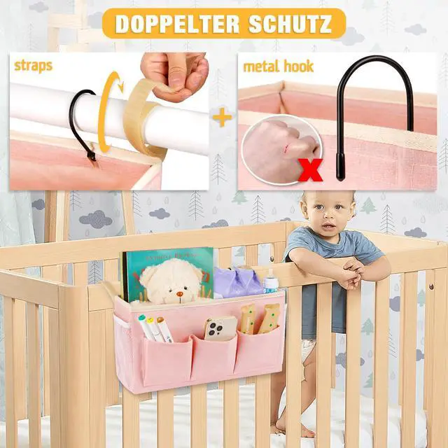 Alt view image 4 of 6 - Bedside Caddy, Bedside Storage Bag Hanging Organizer for Bunk Bed | Bed Caddy with Fixed Straps and Water Bottle Holder for Home, College Dorm, Bunk Bed, Hospital Bed and Crib Bed Rails