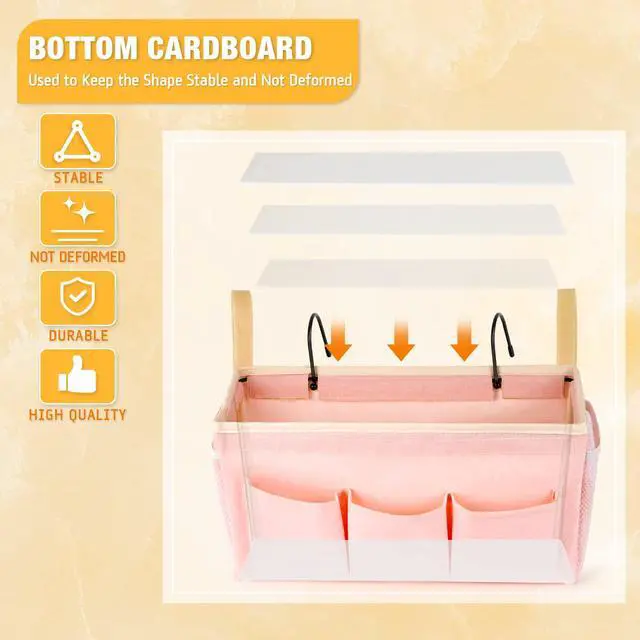 Alt view image 6 of 6 - Bedside Caddy, Bedside Storage Bag Hanging Organizer for Bunk Bed | Bed Caddy with Fixed Straps and Water Bottle Holder for Home, College Dorm, Bunk Bed, Hospital Bed and Crib Bed Rails