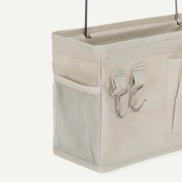 Alt view image 4 of 5 - Bedside Caddy Hanging Storage Organizer for Phone and Bedside Essentials, 4.72 x 14.57 x 7.87 in, Dark Grey Linen