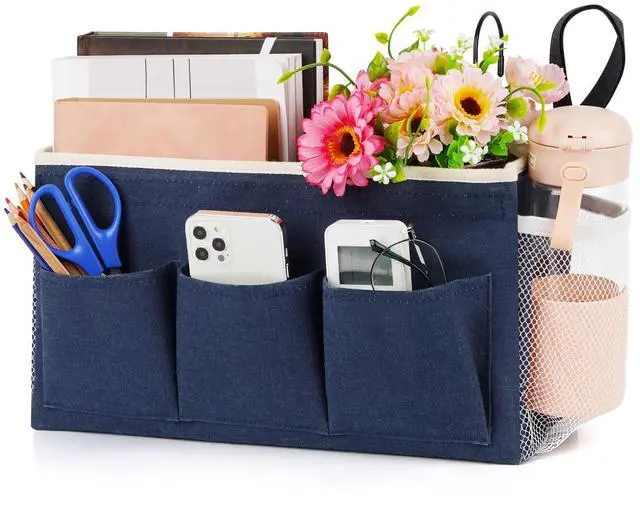 Main image of Bedside Caddy, Bedside Storage Bag Hanging Organizer for Bunk Bed | Bed Caddy with Fixed Straps and Water Bottle Holder for Home, College Dorm, Bunk Bed, Hospital Bed and Crib Bed Rails