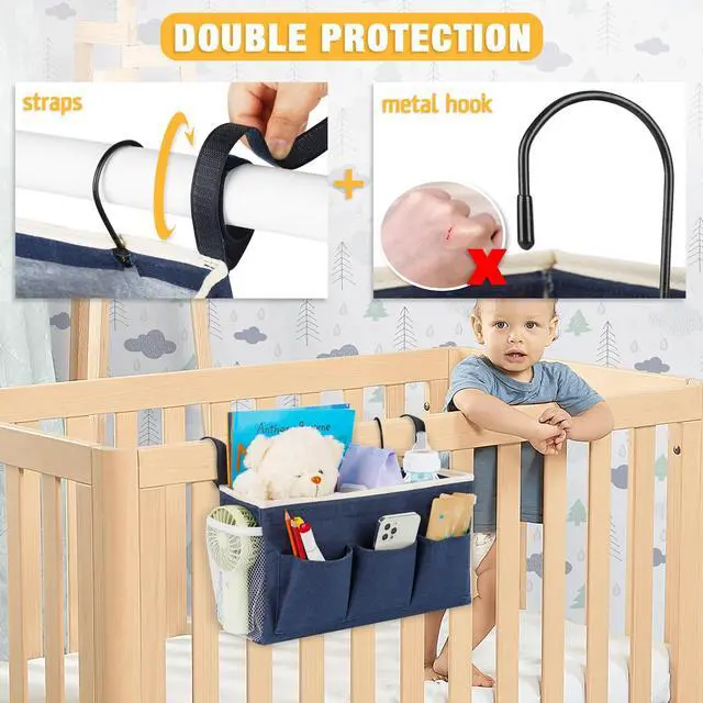 Alt view image 4 of 6 - Bedside Caddy, Bedside Storage Bag Hanging Organizer for Bunk Bed | Bed Caddy with Fixed Straps and Water Bottle Holder for Home, College Dorm, Bunk Bed, Hospital Bed and Crib Bed Rails