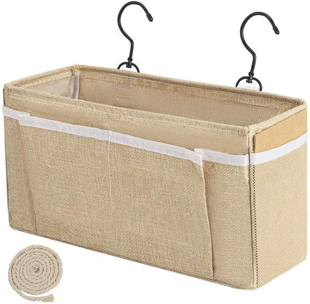 Main image of Bedside Caddy, bedside organizer, Hanging Organizers (Beige) | Storage Bags with Self-adhesive on The Back to Hang Over Beds for Headboards, Bunk Bed, Car Seat Back Organizers