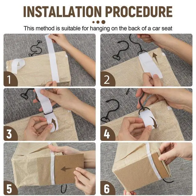 Alt view image 4 of 7 - Bedside Caddy, bedside organizer, Hanging Organizers (Beige) | Storage Bags with Self-adhesive on The Back to Hang Over Beds for Headboards, Bunk Bed, Car Seat Back Organizers