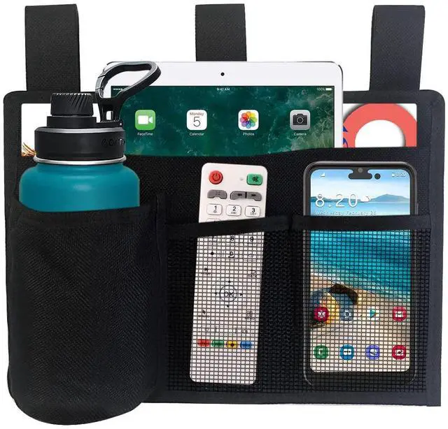 Main image of Bedside Storage Caddy, Bunk Bed Storage Bag, Hanging Bedside Organizer | for TV Remote Control, Phones, Tablets, Bedside Pocket for College Dorm Rooms Baby Bed Rails, Hospital, Camp