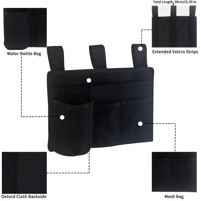 Alt view image 2 of 7 - Bedside Storage Caddy, Bunk Bed Storage Bag, Hanging Bedside Organizer | for TV Remote Control, Phones, Tablets, Bedside Pocket for College Dorm Rooms Baby Bed Rails, Hospital, Camp