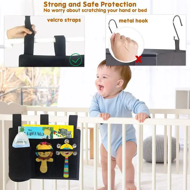 Alt view image 4 of 7 - Bedside Storage Caddy, Bunk Bed Storage Bag, Hanging Bedside Organizer | for TV Remote Control, Phones, Tablets, Bedside Pocket for College Dorm Rooms Baby Bed Rails, Hospital, Camp