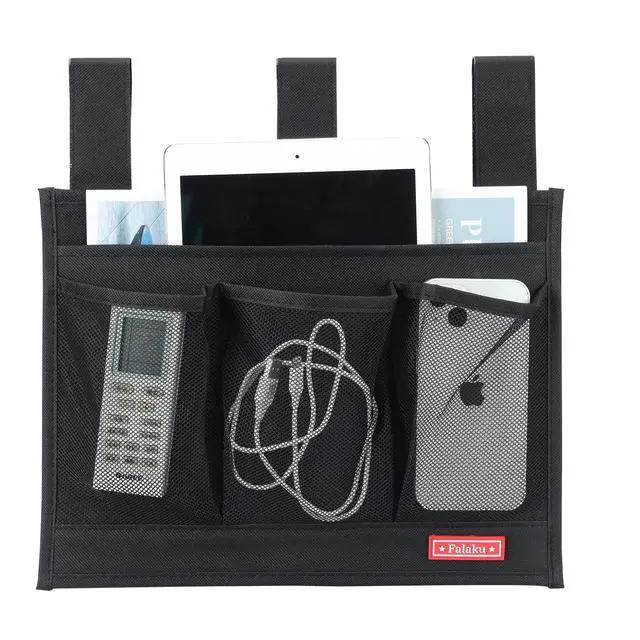 Alt view image 2 of 7 - Hanging Bedside Caddy,Bedside Organizer Caddy for Bed Rails(4 Pockets-Black)