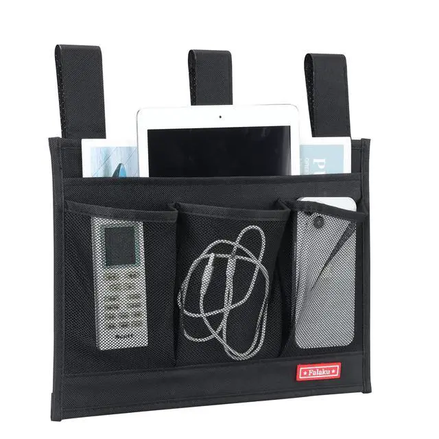 Alt view image 3 of 7 - Hanging Bedside Caddy,Bedside Organizer Caddy for Bed Rails(4 Pockets-Black)