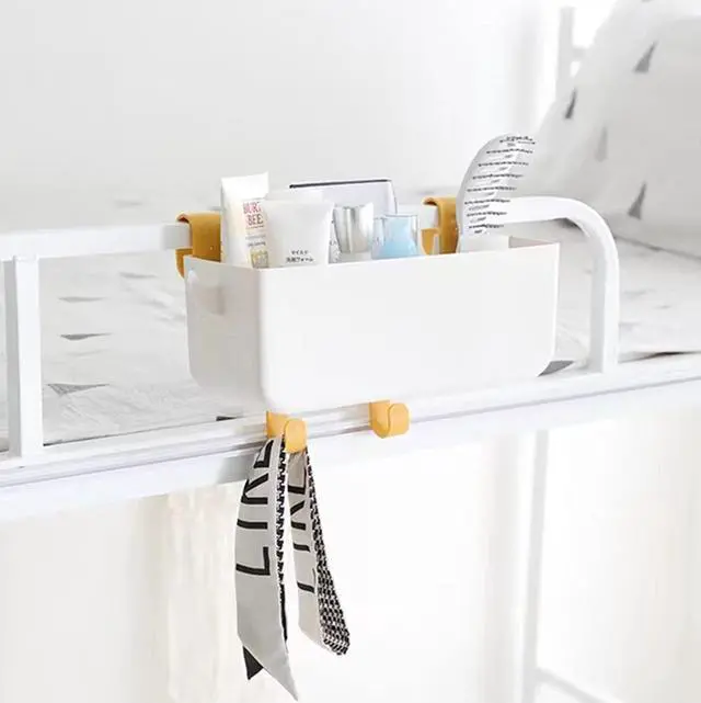Alt view image 2 of 7 - Bedside Hanging Caddy, Plastic Hanging Storage Shelf Holder Organizer for Phone Glasses Bottle Office Supplies in Dorm Room Bathroom Camper Rv - White (Caddy)
