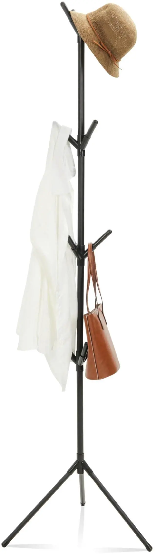 Main image of Coat Rack Stand with 12 Hooks,Metal Freestanding Coat Standing,Light weight Cap Rack,Black
