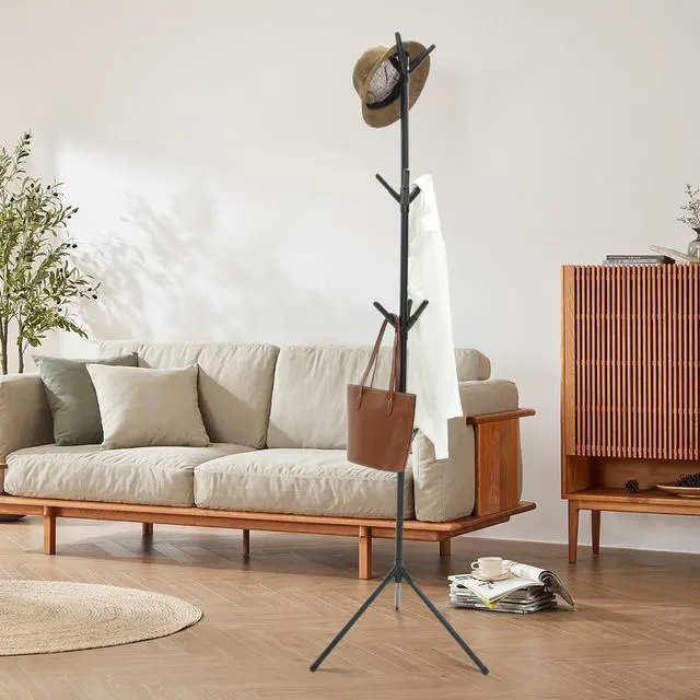Alt view image 5 of 7 - Coat Rack Stand with 12 Hooks,Metal Freestanding Coat Standing,Light weight Cap Rack,Black