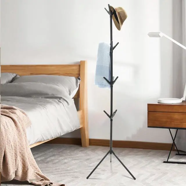 Alt view image 6 of 7 - Coat Rack Stand with 12 Hooks,Metal Freestanding Coat Standing,Light weight Cap Rack,Black