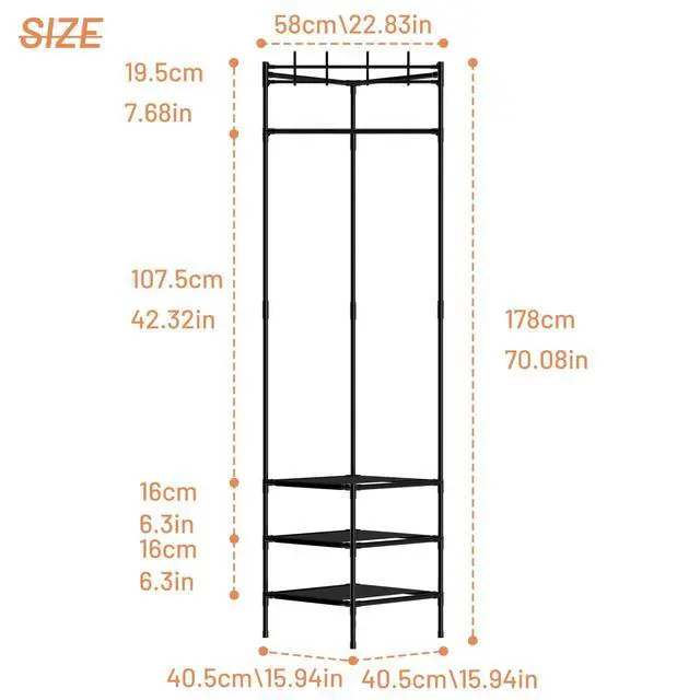 Alt view image 2 of 7 - Rolling Clothing Rack Freestanding Garment Rack Heavy duty | Easy snap-together assembly. Space-saving design fits narrow spaces. Lockable wheels for stable storage.