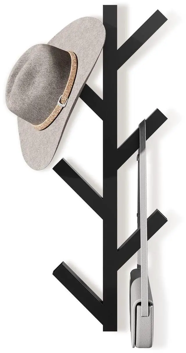 Main image of Vertical Coat Rack Wall Mounted 16 Inch,Metal Vertical Hat Rack for Wall, | Modern Coat Rack Tree for Hats, Jackets, Bags, Entryway Bedroom (Height 16")