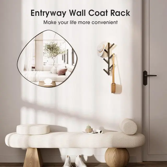 Alt view image 2 of 7 - Vertical Coat Rack Wall Mounted 16 Inch,Metal Vertical Hat Rack for Wall, | Modern Coat Rack Tree for Hats, Jackets, Bags, Entryway Bedroom (Height 16")
