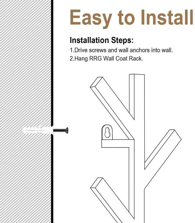 Alt view image 7 of 7 - Vertical Coat Rack Wall Mounted 16 Inch,Metal Vertical Hat Rack for Wall, | Modern Coat Rack Tree for Hats, Jackets, Bags, Entryway Bedroom (Height 16")