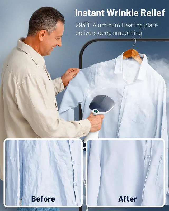 Alt view image 4 of 7 - Steamer for Clothes, Handheld Garment Wrinkle Remover, White | Aluminum Heating Plate, Fast Heat-up, Portable Design, Large Detachable Water Tank, 1200 Watts (Only for 120V)