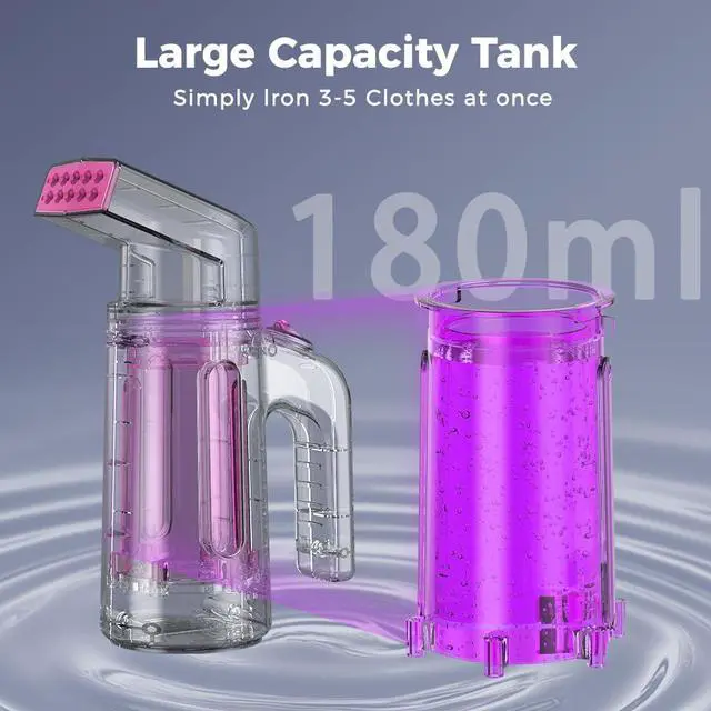 Alt view image 3 of 7 - Travel Steamer for Clothes, Dual-Row Steam Handheld Clothes Steamer | 25g/min Steam,180ml Large Capacity,Fast 40s Heat-up Portable Steamer,700W Clothing Steamer, For All Fabrics,120V Only(GY168)