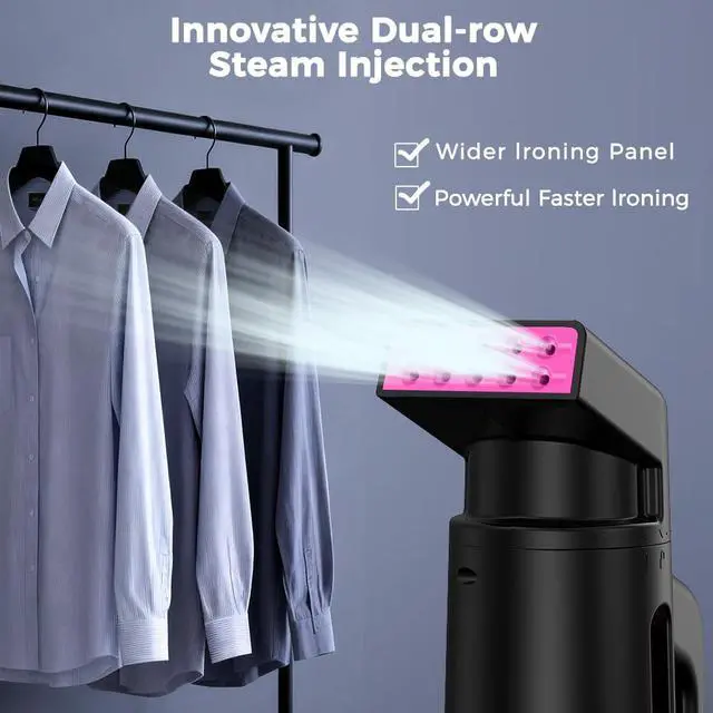 Alt view image 2 of 7 - Travel Steamer for Clothes, Dual-Row Steam Handheld Clothes Steamer | 25g/min Steam,180ml Large Capacity,Fast 40s Heat-up Portable Steamer,700W Clothing Steamer, For All Fabrics,120V Only(GY168)