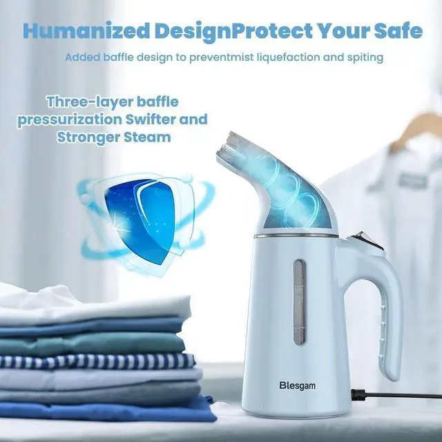 Alt view image 2 of 7 - Steamer for Clothes 700W, Fast Heat-up in 40S Clothes Steamer | 120ML Water Tank, 25g/min Strong Penetrating Steam, Steamer Iron for Clothes, Handheld Steamer For Travel, Home, GY169 Blue