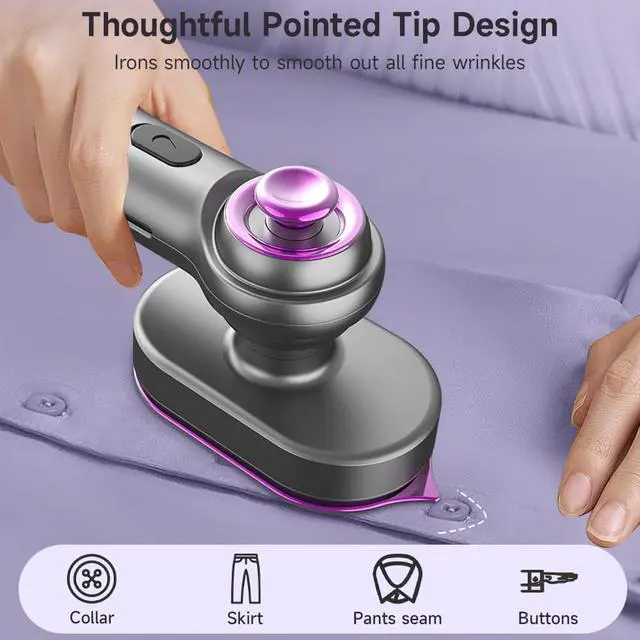 Alt view image 2 of 7 - Portable Iron Steamer, Travel Steamer for Clothes Mini, 10s Fast Heating, Handheld Steam Irons for Travel for Wrinkle on Dress Shirt, College Dorm Home Essentials
