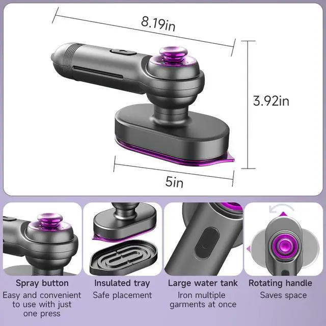 Alt view image 6 of 7 - Portable Iron Steamer, Travel Steamer for Clothes Mini, 10s Fast Heating, Handheld Steam Irons for Travel for Wrinkle on Dress Shirt, College Dorm Home Essentials