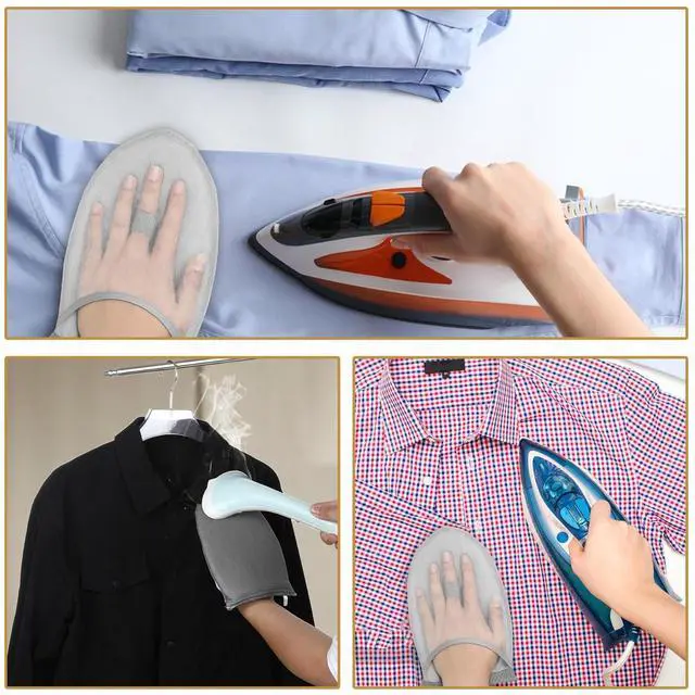 Alt view image 5 of 7 - Garment Steamer Ironing Gloves, Portable Clothing Steam Engine Gloves Anti Steam & Heat Resistant Garment Steamer Mitt Travel Handheld Ironing Board Accessories with Finger Loop for Steaming Clothes
